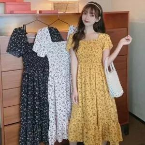 [오노마] ONM 밴딩 스모크 데일리 니트원피스 꽃무늬 롱원피스 미디 (S11877078)