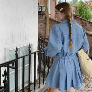 [오노마] ONM 잘록 데님 청 원피스 자연스러운 A라인 스커트 카라 (S11883960)