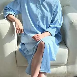 [오노마] ONM 무지 카라 롱셔츠 원피스 ST230347 (S9869721)