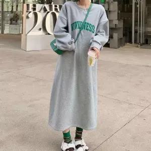 [오노마] ONM 레터링 포인트 라운드 기모 롱원피스 체형커버 데일리 (S11578675)