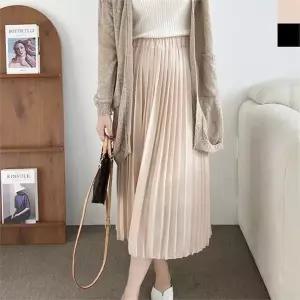 [오노마] ONM 여성 쉬폰 플리츠 롱스커트 1P 봄가을 밴딩 주름 치마 (S10173888)