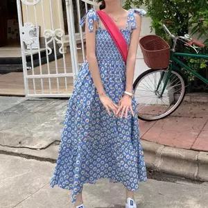 [오노마] ONM 플라워 패턴 캉캉 원피스 스모크밴딩 어깨 스트링 (S10682452)