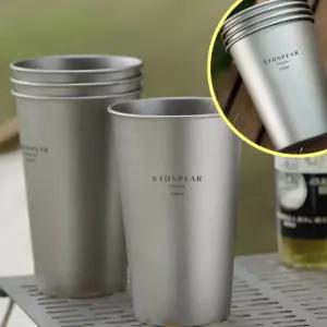 캠핑 휴대용 티타늄컵 맥주 물 음료수 탄 도구 식기 감성예쁜 커피 핸디사이즈 머그 등산낚시 티 차 320ml