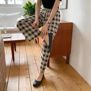 /옷자락 여자 봄 편한바지 홈웨어 밴딩 일자 팬츠