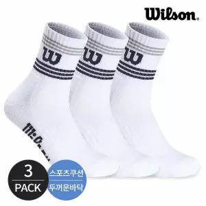 [하프클럽/윌슨]윌슨 남성 스포츠 쿠션 넥삼선 칼라라인 중목양말 3P_WH/NY