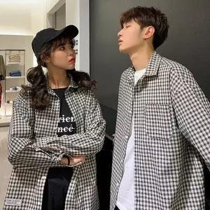 [셀러허브][라일리] Rly 1컬러 남녀공용 커플룩 시밀러룩 체크패턴 셔츠 남방 (S14040423)