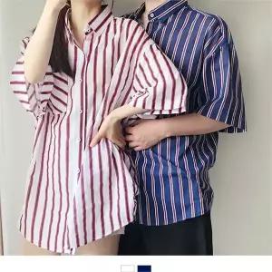 [셀러허브][라일리] Rly 스트라이프 오버핏 커플 반팔셔츠 (S10097143)