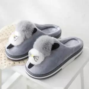 [갓슈] 샤이 등리본 고양이 털슬리퍼 (S12545498)