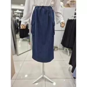 [밀스튜디오] 세이브존04 허리밴딩스트링 면 청 뒤트임 스커트 LQ9SKS126 (17814366)