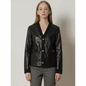 [하프클럽/르오트]크랙 FAUX 레더 자켓