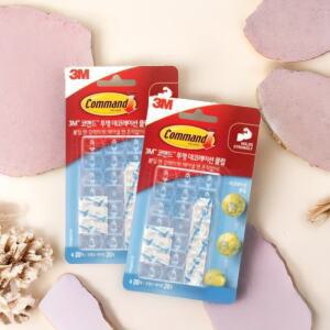 3M 코맨드 투명 데코레이션 클립 후크 훅 무타공 미니후크 벽걸이 부착 (20개입)