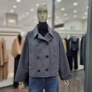 [시슬리]캐시 더블 하프 코트 (SACTC9461 그레이,블랙)_DJ