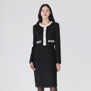 [시크라인] (~XXL까지) 제니드 배색 트위드 원피스 겨울 코디 오피스룩 하객룩 연말룩 모임룩 파티룩 빅사이즈