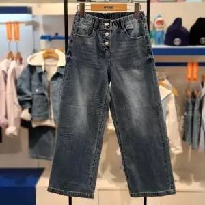 [에스핏] HC08 버튼 블루 와이드데님PT 에스핏주니어 여아/봄가을 데님팬츠 SJZ101 (S29752794)