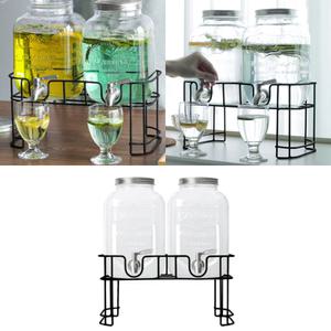 음료디스펜서 듀얼세트 2P 홈파티 카페 스텐수도꼭지 네모 유리물병 주스 워터저그