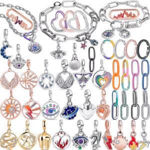 오리지널 판도라 ME 팔찌 DIY 쥬얼리, 925 스털링 실버 미 시리즈 커넥터 링크 참, 아이 댕글 비즈