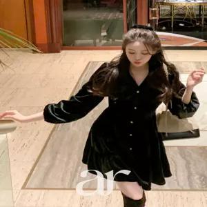 플레어 캉캉 벨벳 미니 원피스 op13078