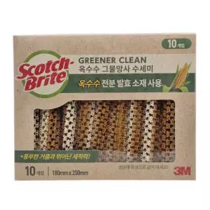 5+5 3M 스카치브라이트 옥수수 전분 친환경 수세미 생분해 그물 망사수세미 10개입