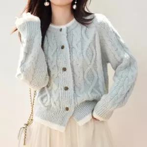 [퀸이즈][퀸이즈] 케이블 라운드넥 라인 니트 가디건