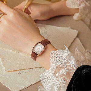 [쥴리어스] 로제 스퀘어 로마 빈티지 여성 가죽시계 4종