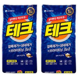 테크 3 in 1 일반드럼 겸용 분말 세탁세제 리필 3kg 2개