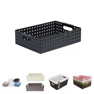 심플 사무용 마이룸 핸들형 A4/수납 바구니 멀티 바스켓 선반 팬트리 사무실 소품 서랍 교구 정리