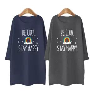 무지개_빅사이즈 7부 톡톡한 특양면 롱티 오버핏박스티 루즈핏