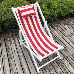 테라스 야외 접이식 원목 비치 의자 카페 펜션 캔버스 체어