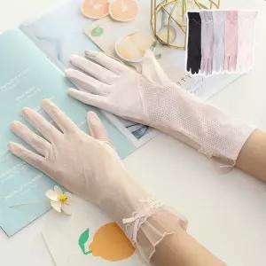 봄 여름 가을 자외선차단장갑 리본 꽃망사 패션 긴 운전장갑