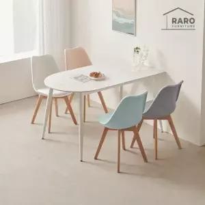 라로퍼니처 에버 1350 반타원 포세린 통 세라믹 4인 식탁 세트  식탁+의자4)