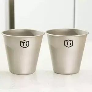 티타늄캠핑컵 4세트 손잡이없는 티타늄 뚜껑이 물컵