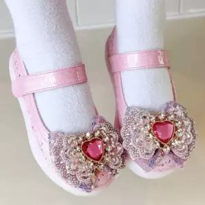 칼리 큐빅 하트 LED 여아 구두 슬립온
