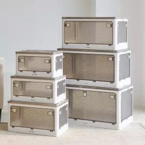 [아이윤]접이식 리빙박스 대형 폴딩 펜트리 수납함 옷 이불 정리함 84L