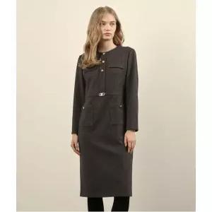 [올리비아로렌]비죠 벨트 장식 원피스_VOPOA4W9241