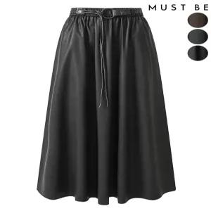 [머스트비]여성 O링 벨트 레더 밴딩 스커트