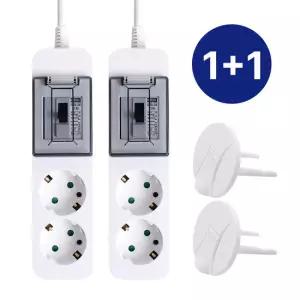 2개세트 코니야 국산 멀티탭 고용량 배선차단 2구 1.5M 화이트 에어컨 고전력