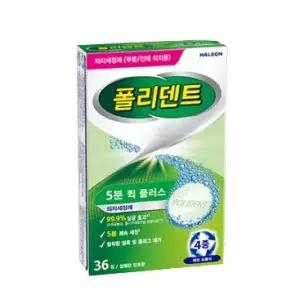 폴리덴트 5분 퀵 플러스 의치 세정제, 36정, 6개