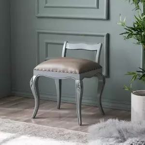 [리체갤러리] 수입 프렌치 엔틱가구 원목 빈티지엔틱 미엘 그레이 등받이 스툴