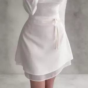 여성 리본 넥타이 더블레이드 쉬폰 랩 미니 스커트