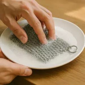 [1+1] 촘촘 스텐수세미 304 그물체인 반영구 링수세미 (총 2P)