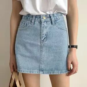 데님 미니 스커트 청 워싱 티어드스커트 (WFK7HSA)