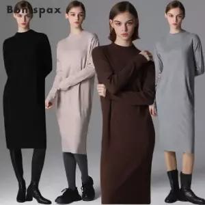 보니스팍스 반넥 기본 롱 니트 원피스