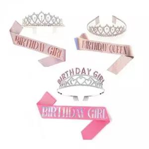 생일 파티 띠 세트 생일선물 어린이선물 왕관 파티 선물 미스코리아 홈파티