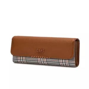 닥스 액세서리 [MEGHAN]브라운 체크패턴 가죽콤비 3단 장지갑 DCWA5E621W2