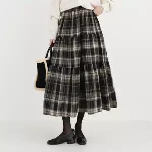 로흐 피치 체크 캉캉 롱 스커트_BDSS205