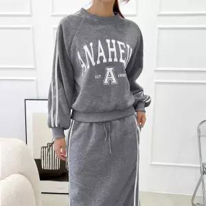 (기모)샵1920레터링스커트세트 여성겨울 트레이닝복세트 여자상하세트 츄리닝.긴바지세트 (새로본)