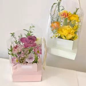 파스텔 라운딩 투명창 플라워박스 선물용
