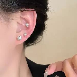 데일리 패션 큐빅 피어싱 5mm 아령볼 미니 귀걸이 (WF00683)