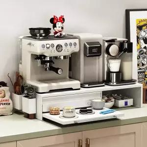 확장형 슬라이딩 커피머신 받침대 정수기 선반 철제 수납함 2단 수납장 홈카페 꾸미기