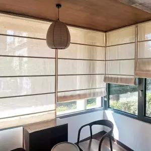 위플 린넨블라인드 일본식 반투명 햇빛가리개 카페 천블라인드